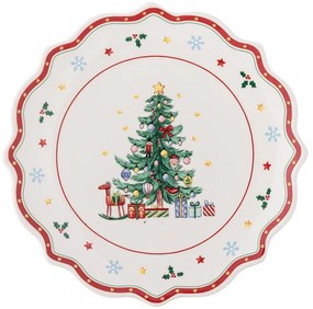 Червено-кремава керамична чиния за сервиране с коледен мотив ø 17 cm Naive – Bloomingville