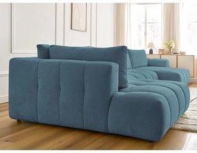 Син сгъваем/с място за съхранение ъглов диван (ляв ъгъл/U форма) Fuji – Bobochic Paris