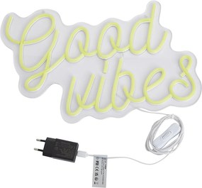 Неоновa стенна лампа жълта с LED - Good Vibes