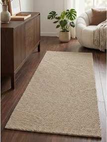Бежова ръчно изработена вълнена пътека 80x300 cm Calmio – Hanse Home
