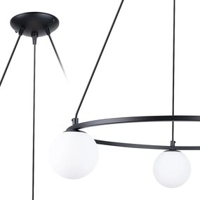 Бяло/черно висящо осветително тяло със стъклен абажур Umerta – Sollux