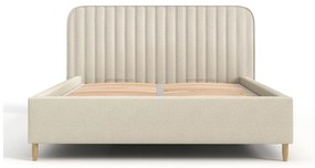 Бежово единично легло 120x200 cm тапицирано с място за съхранение с включена подматрачна рамка Noto – Maison de Rêve
