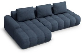 Тъмносин сгъваем/с място за съхранение ъглов диван (ляв ъгъл) Linz – Cosmopolitan Design