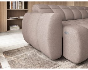 Светлокафяв разтегателен ъглов диван с място за съхранение от букле (десен ъгъл L форма) Falconn – ELTAP