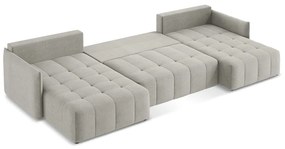 Светлосив разтегателен ъглов диван с място за съхранение (U форма) Moku – Makamii
