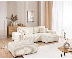 Кремава табуретка от рипсено кадифе Justin – Ropez