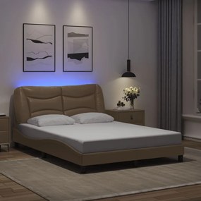 3213938 vidaXL Рамка за легло с LED без матрак Hvar, капучино, 140x200 cм