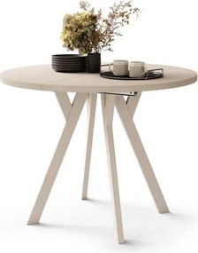 АЛМО Бежово/бежови крака - КРЪГЛА РАЗТЕГАТЕЛНА МАСА С Y-ОБРАЗНИ КРАКА В ЛОФТ/ИНДУСТРИАЛЕН СТИЛ ЗА ХОЛ ИЛИ ТРАПЕЗАРИЯ