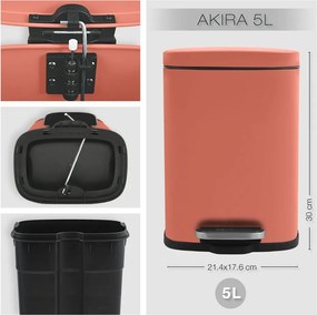 Теракотено стоманено кошче за боклук с педал 5 l Akira – Spirella