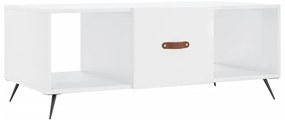 829270 vidaXL Кафе маса, бял гланц, 102x50x40 см, инженерно дърво