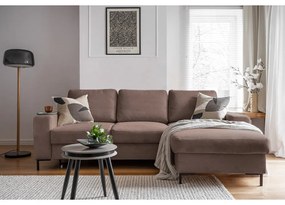 Кафяв разтегателен ъглов диван от рипсено кадифе (десен ъгъл) Lofty Lilly – Miuform