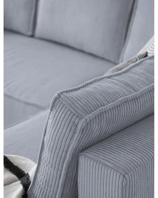 Светлосив разтегателен ъглов диван от рипсено кадифе (десен ъгъл/"U" форма) Brave Dave – Miuform