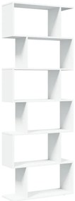 858084 vidaXL Разделител за стая / библиотека, бял, 6 нива, 70x24x193 см