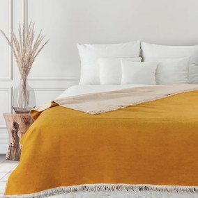 Памучно одеяло с пискюли - жълто Ширина: 150 см | Дължина: 200 см
