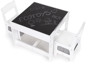 Детски комплект мебели дървена маса + 2 стола