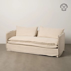 Кремав ленен диван 210 cm – Ixia