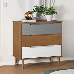 350504 vidaXL Шкаф с чекмеджета MOLDE, кафяв, 80x40x80 см, бор масив