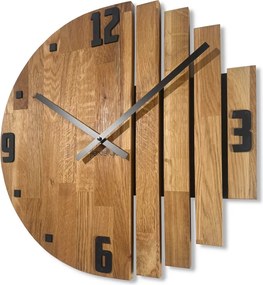 Дизайнерски дъбов стенен часовник ASYMETRIA с безшумен ход - 50 cm