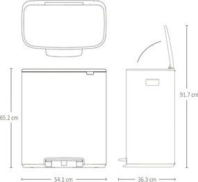Кош за боклук Brabantia Bo Pedal 1010448, 60 л, Леко затваряне, Противоплъзгаща основа, Светлосив