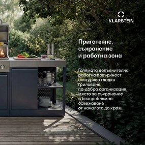 Klarstein Шкаф за съхранение WaldChef | Работен плот от неръждаема стомана | Устойчив на атмосферни влияния | 90 x 90 cm