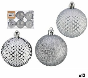 Комплект Коледни Топки Ø 6 cm Сребрист PVC (12 броя)