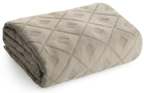 Бежова ватирана покривка за легло с геометрична шарка Ширина: 200 см | Дължина: 220 см