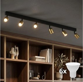 LED спот осветително тяло TOP 6xGU10/10W/230V златисто/черно