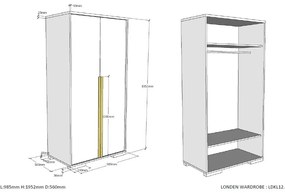 Тъмносив детски гардероб 98x195 cm London – Vipack