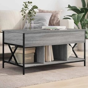 845339 vidaXL Кафе маса, сив сонома, 100x55x50 см, инженерно дърво и метал