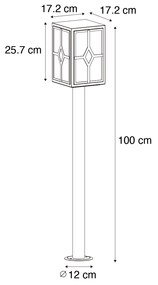 Класическа стоеща лампа за външен монтаж черна 100 см IP44 - Dover