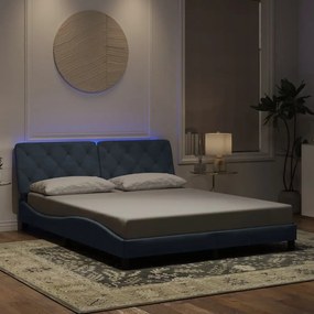 3213862 vidaXL Рамка за легло с LED осветление без матрак, тъмносива, 160x200 см, кадифе
