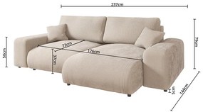 Бежов ъглов диван от рипсено кадифе (променлив) Justin – Ropez