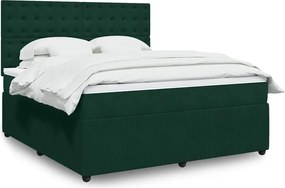 3294721 vidaXL Боксспринг легло с матрак, тъмнозелено, 180x200 см, кадифе