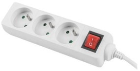 Разклонител LANBERG, 2.500W, 1.5метра, 3 контакта, Защита от деца, Светлинен индикатор, ON/OFF бутон, Бял