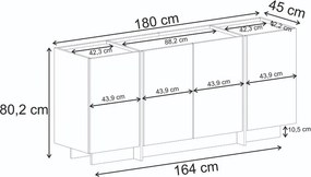 Скрин от декор от орех с отвор за кабели в тъмно естествен цвят 180x80x45 cm Dorma – Kalune Design