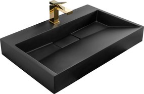 Умивалник мраморен композит Rea GOYA BLACK MAT 70CM