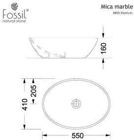 Мрамор мивка Fossil -Бял-55 x 40 см.