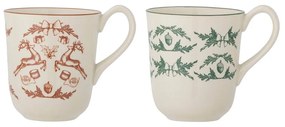 Кремави глинени чаши в комплект от 2 бр. с коледни мотиви 300 ml Beth – Bloomingville