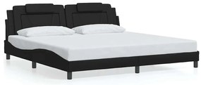 3208117 vidaXL Рамка за легло Viana без матрак, черна, 200x200 см, изкуствена кожа