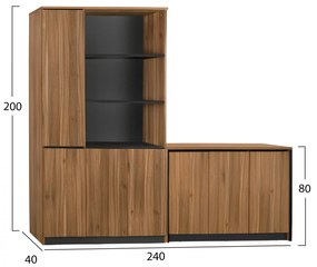 Комплект библиотеки Сюприм HM11370 цвят меден дъб