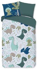 Зелено-синьо единично детско спално бельо от микрофибър 140x200 cm – Good Morning