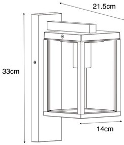 Умен външен стенен фенер черен с оребрено стъкло, включващ WiFi A60 - Charlois
