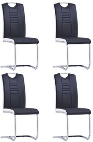 281772 vidaXL Конзолни трапезни столове, 4 бр, черни, изкуствена кожа
