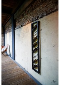 Черен стенен метален стелаж за вино брой бутилки 8 36x160x6 cm Malbeo – Light &amp; Living