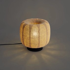 Japandi настолна лампа черна с бежов ленен абажур 27 см - Nami