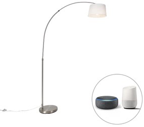 Интелигентна аркова лампа стомана с бяла текстилна абажур с Wi-Fi A60 - Arc Basic
