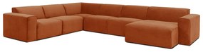 Оранжев ъглов диван от велур (десен ъгъл) Sting - Scandic