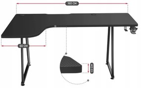 Просторно ъглово гейминг бюро в черно