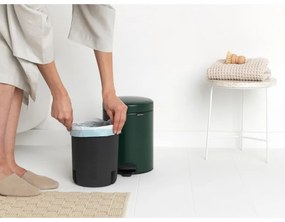 Кош за боклук с педал Brabantia NewIcon 1003199, 5 л, Плавно затваряне, Противоплъзгаща основа, Тъмнозелен