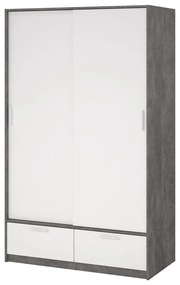 Бяло-сив гардероб с плъзгащи се врати 121x200 cm Line - Tvilum